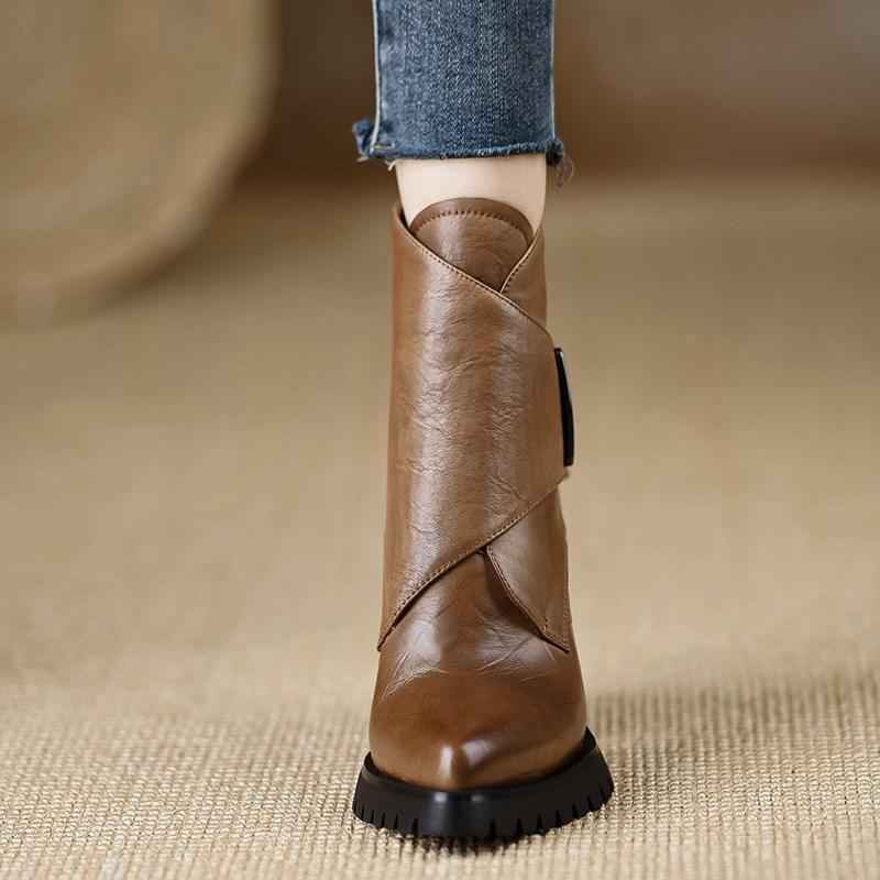 Retro Soft Sole Chunky Heel Ankle Boots For Women