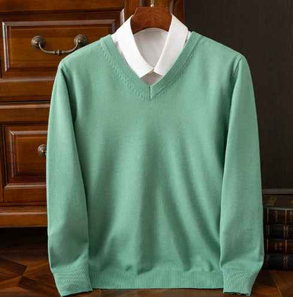 Knitted Sweater V-neck Men's Pullover Base Shirt