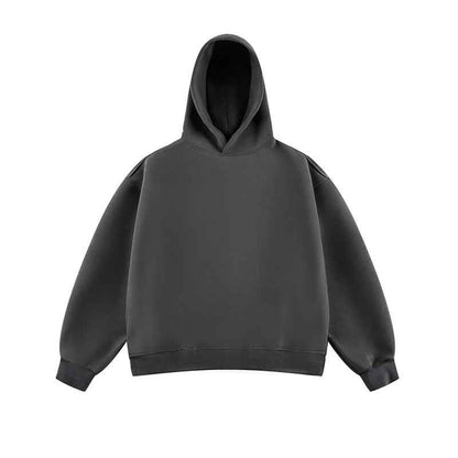 Short Wide Fleece Hooded Sweatshirt For Men And Women In American Solid Color
