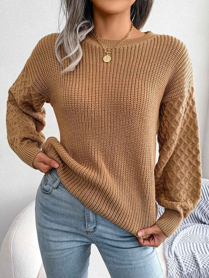 Casual Lantern Sleeve Knitted Sweater