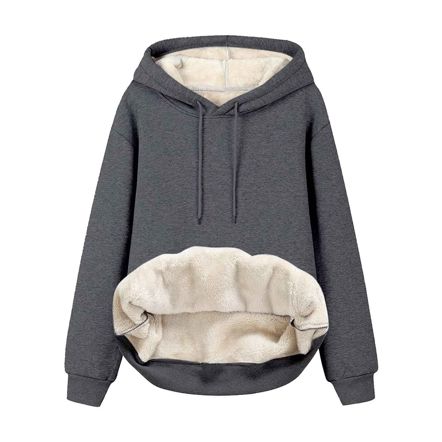 Solid Color Hooded Drawstring Sweatshirt
