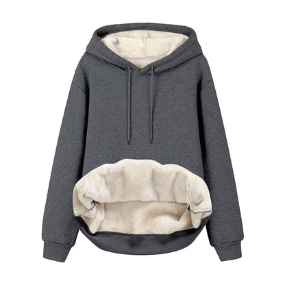 Solid Color Hooded Drawstring Sweatshirt