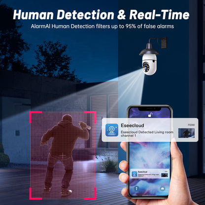 WiFi Indoor E27 Network Security Camera 2K Light Bulb Colorful Smart Home Full HD IP Camera 2pcs Set Camera - DropOnline.co