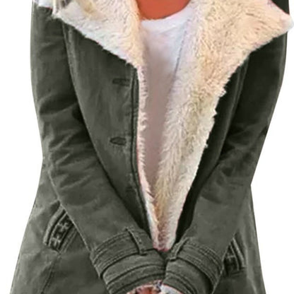 Women's Winter Warm Coat - Slim Fit Lapel Single-Breasted Jacket - DropOnline.co