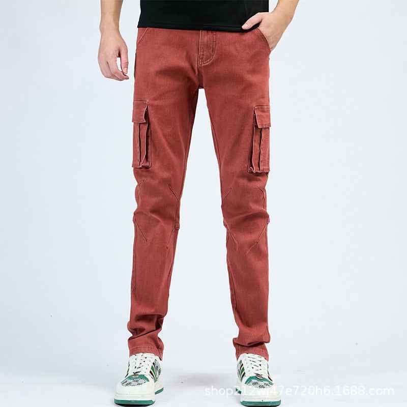 European And American Men's Side Pocket Skinny Jeans
