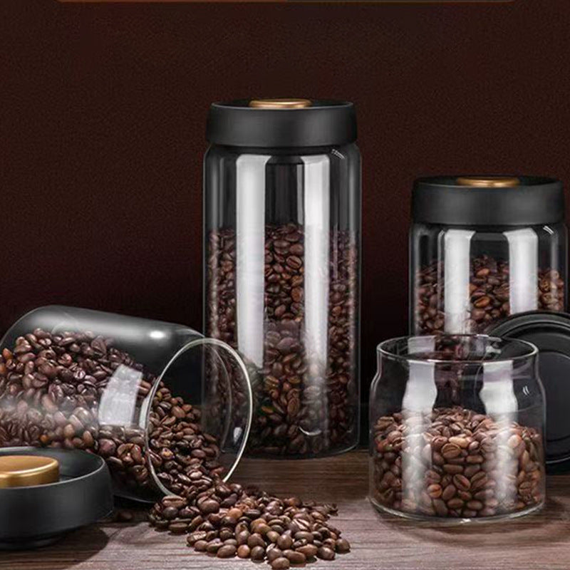 Premium Vacuum Sealed Borosilicate Glass Storage Jar - Airtight Coffee Bean & Food Container