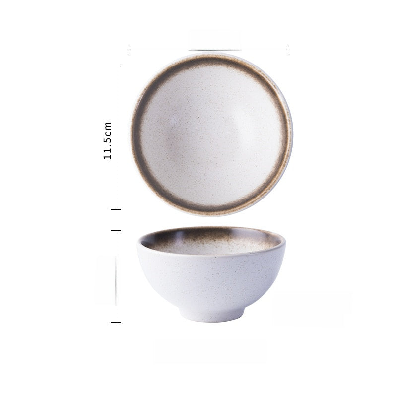 Japanese-Style Porcelain Rice Bowl - Microwave Safe Ceramic Dining Bowl