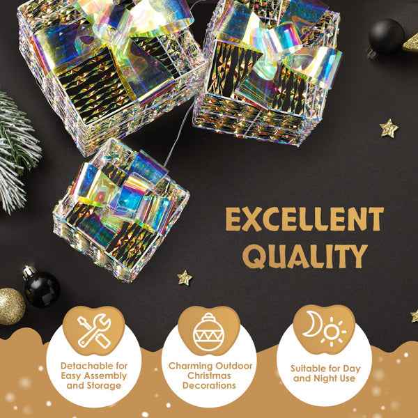 3pcs Colorful Gift Box Set - 7.5in-6.3in-5in Christmas Lighting Gift Boxes - DropOnline.co
