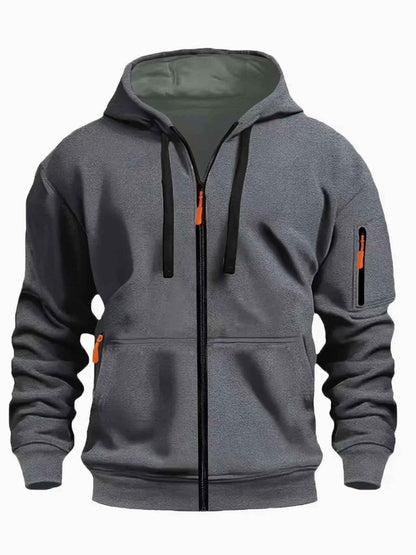 Men's Zipper Hooded Sweatshirt - Sports Casual Cardigan Jacket