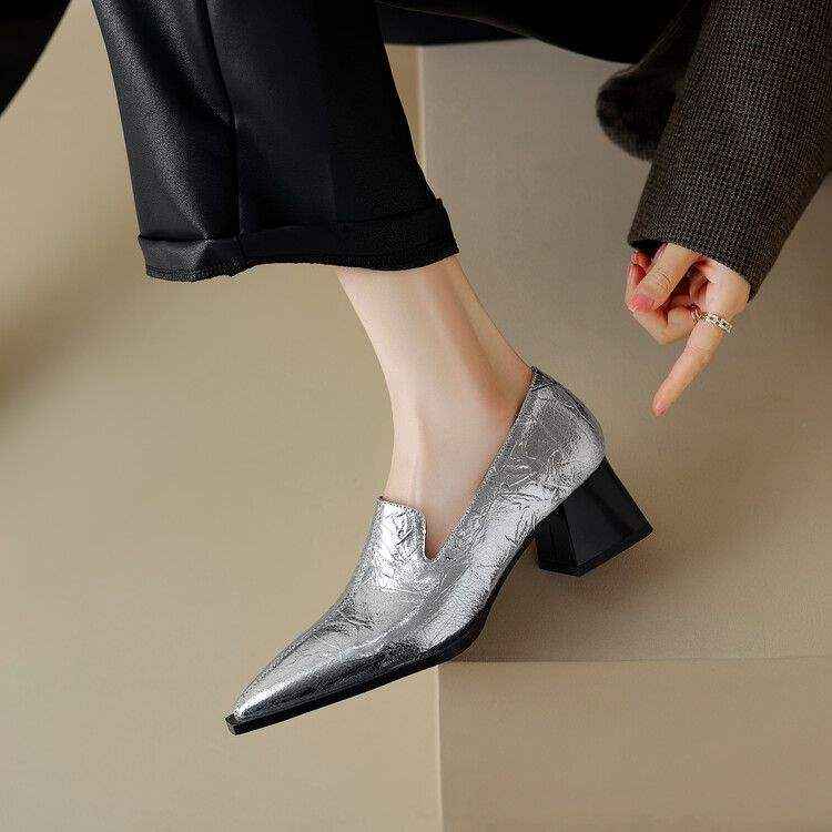 Crack Pointed Deep Mouth High Heels Women