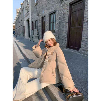 Winter Short Stand Collar Thick Cotton Coat With Toggles
