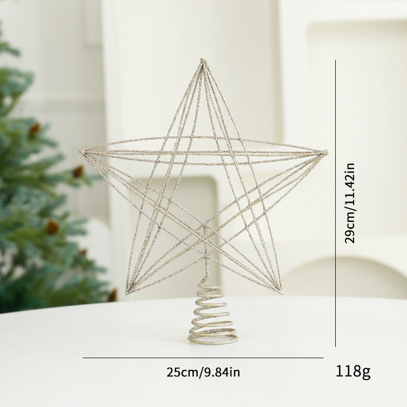 Christmas Metal Star Ornament - Eight Awn Champagne Gold Silver Decoration (25-30cm)