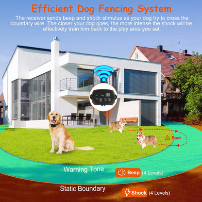 1Set Dog Fence System Pet Containment System With One Hundred Adjustable Levels IPX7 Waterproof Rechargeable Receiver Underground Fence For Small Medium Large Dog - DropOnline.co