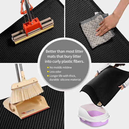Kitty Cat Litter Mat Trapping Honeycomb Double Layer Design Waterproof Double Layer EVA Cat Litter Pad Waterproof Non-slip Sand Basin Filter Kitten Dog Washable Mattress - DropOnline.co