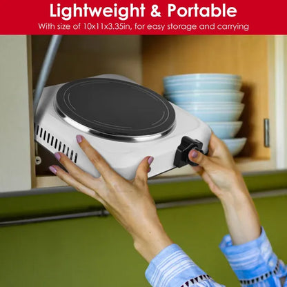 1200W Electric Infrared Single Burner Portable Heating Hot Plate Stove Countertop RV Hotplate With 7.5' Glass Cooktop Stepless Temperature Adjustments For Home RV Camp - DropOnline.co