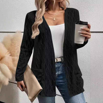 Hollow-out Casual Commuting Knitted Long-sleeve Cardigan