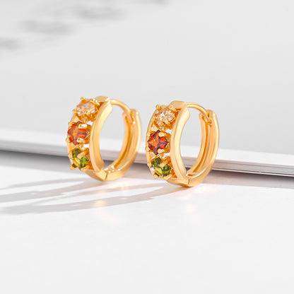 Fashion Multi-style Square Crystal Zircon Ornament Gold Plated Diamond Ear Ring - DropOnline.co