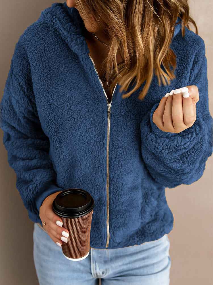 Women's Casual Hooded Long Sleeve Pullover Plush Coat