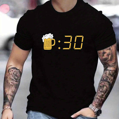 Men's Beer Pattern Printed T-Shirt - Comfortable Chic Summer Outdoor Tee Gift