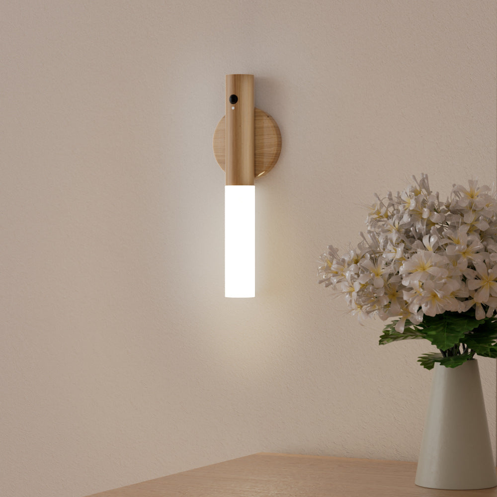 Solid Wood Motion Sensing Night Light - USB Rechargeable