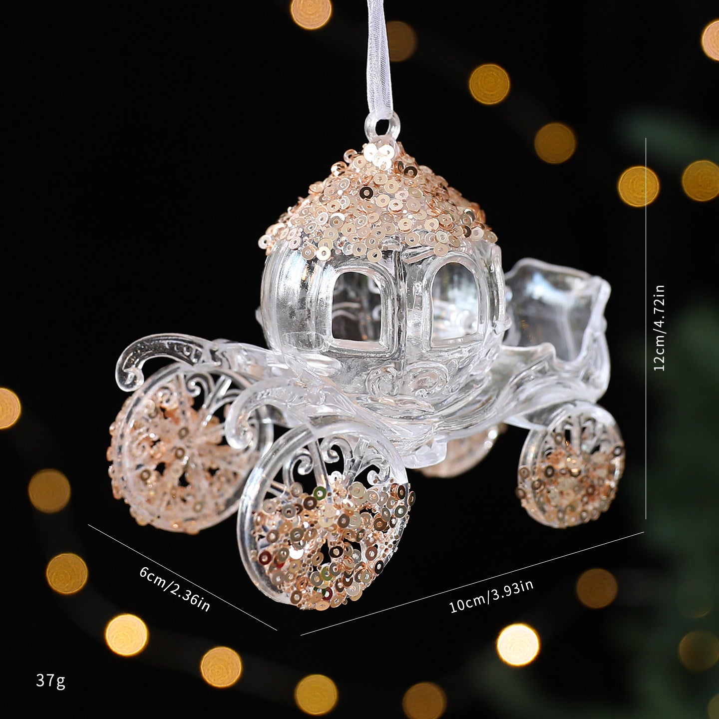 Christmas Sequined Acrylic Pendant - Transparent Champagne Gold Ornament Decoration