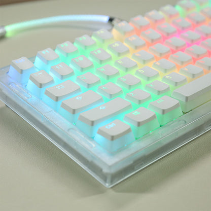 Double Skin Milk Pudding Transparent Key Cap Closed PBT Two Color OEM No Water Mouth 61 68 84 87 104 Etc - DropOnline.co