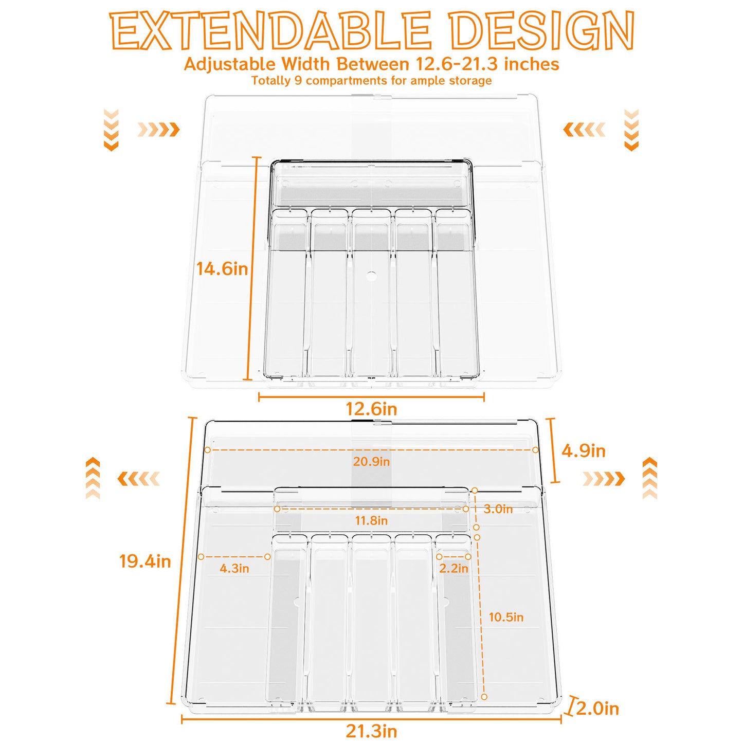 Multi-Compartment Plastic Storage Box - 6-Grid Organizer Container