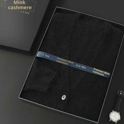 Mink Wool Sweater Men V-neck Thickened Sweater Loose Cardigan