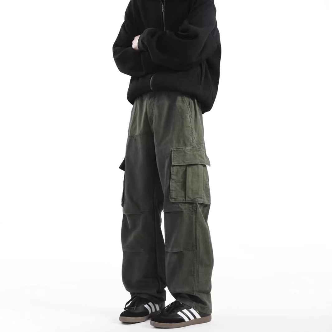 American Retro High Street Multi-pocket Cargo Pants Men
