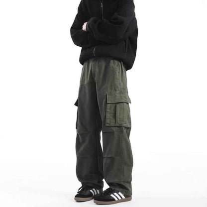American Retro High Street Multi-pocket Cargo Pants Men