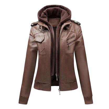 Large Size Women's Artificial Leather Women's Motorcycle Jacket American Style