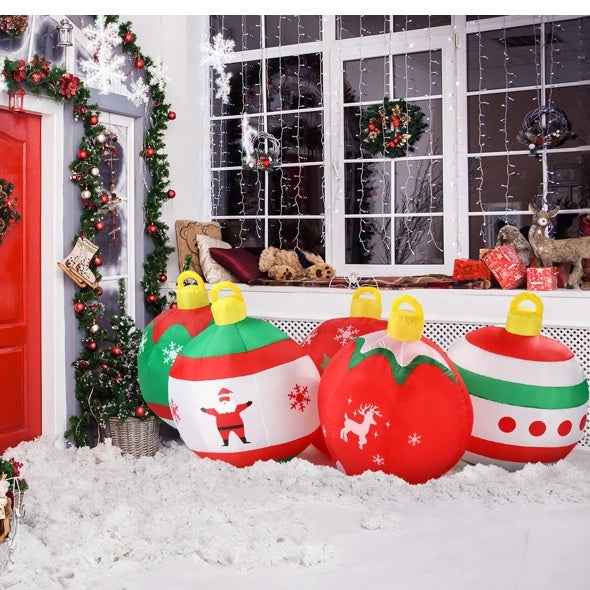 6.9 FT Lighted Christmas Inflatable - Five Christmas Balls with LED Lights - DropOnline.co