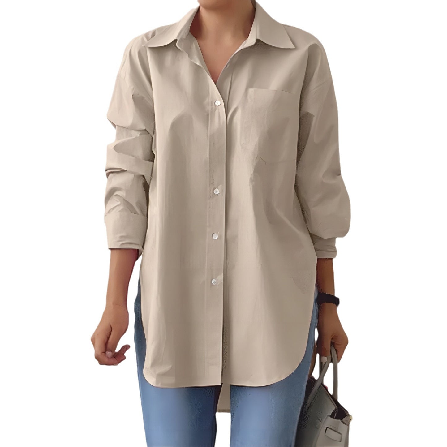 Collared long-sleeved shirt