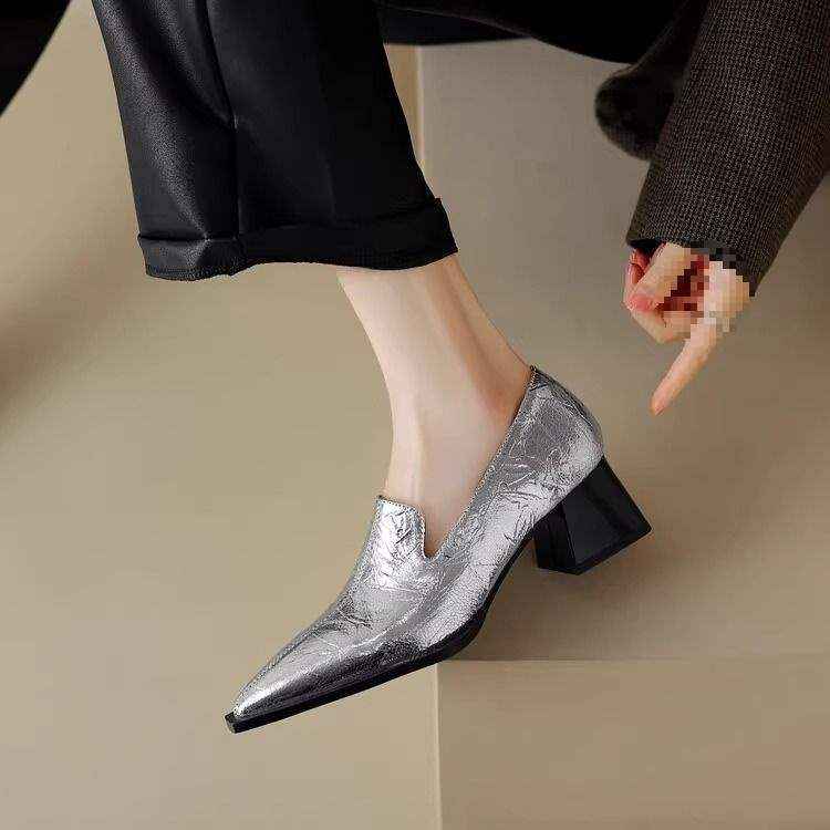 Crack Pointed Deep Mouth High Heels Women