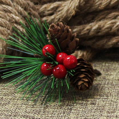 10 PCS Christmas Mini Artificial Pine Picks With Red Berries And Natural Pinecones Evergreen Pine Sprigs Holly Berries Faux Pine Needles For Festival Xmas Decorations Table Centerpiece - DropOnline.co