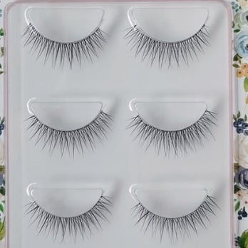 Natural False Eyelashes - Fine Stem Transparent Band 3 Pairs 10mm Fiber Lashes