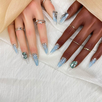 GGDDSHA Handmade Press On Nails, Luxury &Custom Fake Nails 3D Handmade Reusable UVFinished False Nails, Hand-Painted Nail,Nebula Glint - DropOnline.co