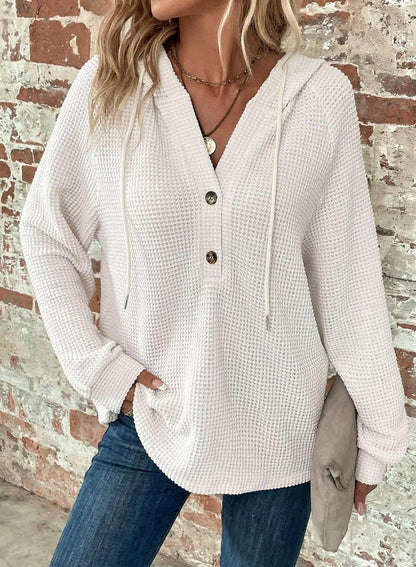 Women's V-Neck Long Sleeve Pullover Sweater - Casual Sports Style - DropOnline.co