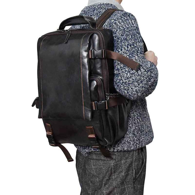 Cowhide Flip Shoulder Large Capacity Computer Bag