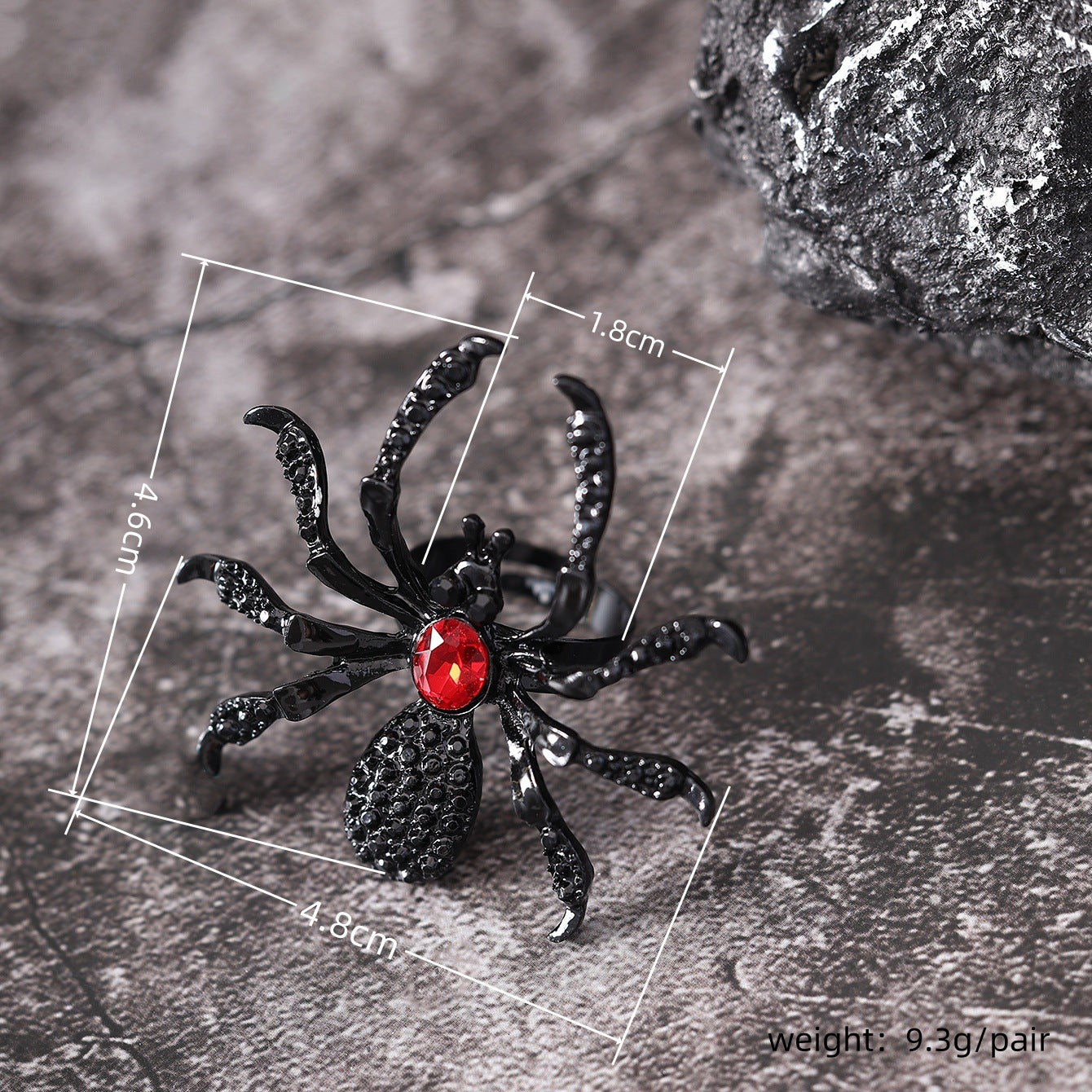Halloween Spider Ring - Rhinestone Open Ring for Women