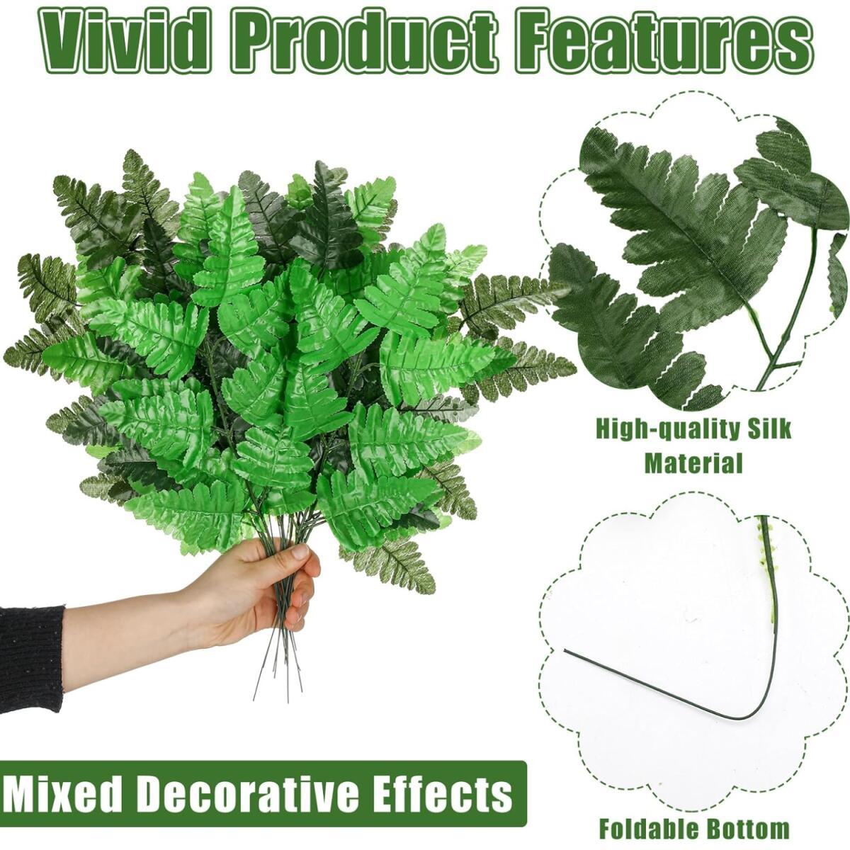Artificial Fern Leaves Stem Green Cemetery Leaf Picks Wedding Flower Arrangements