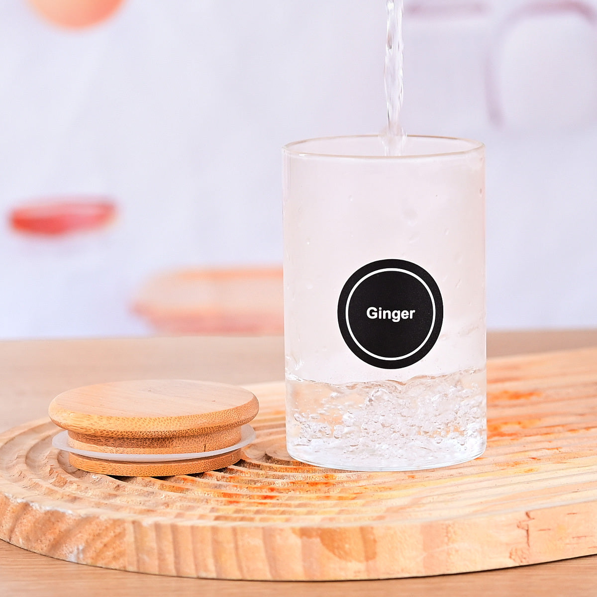 Round Glass Storage Jars - 12 Piece Set with Bamboo Lids & Stickers
