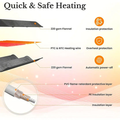 Heated Blanket Queen Size With Dual Zone Control - 10 Heat Settings Electric Throw Blanket With Automatic Shut Off Timer, Machine Washable Soft Flannel - DropOnline.co