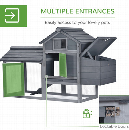 Chicken Coop Kit 59 Outdoor Solid Wood Enclosed House Ventilation Gray - DropOnline.co