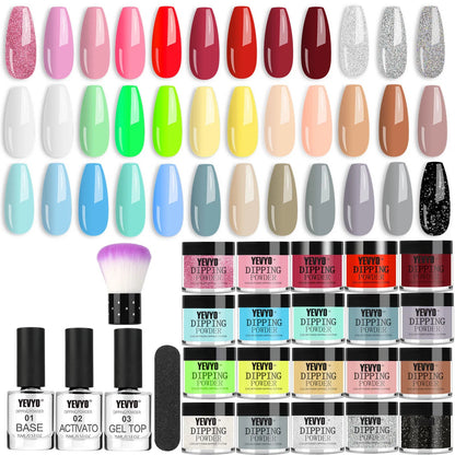 Acrylic Nail Kit Dip Powder Nail Kit Starter, 20 Colors Fast Dry Powder Nail Dipping Kit, With Base & Top Coat Activator Dip Nail Kit For French Nail Art Manicure DIY - DropOnline.co
