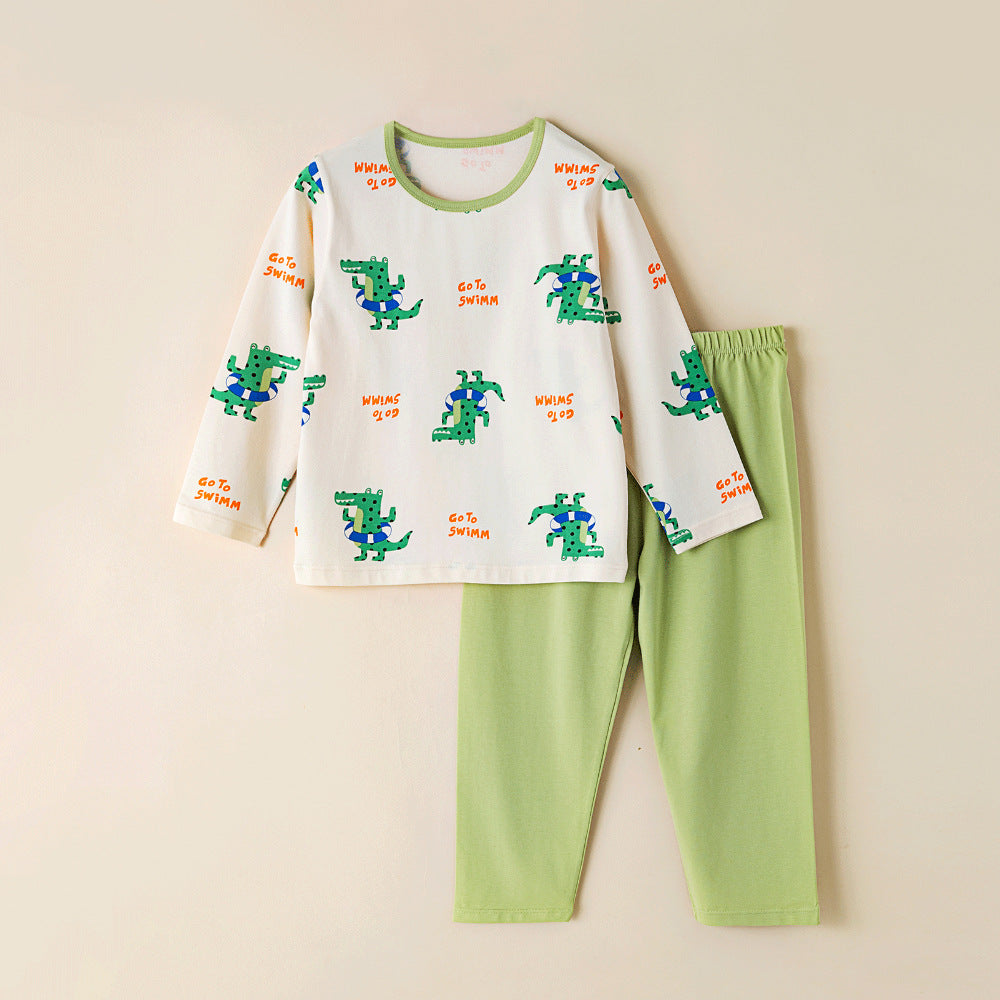 Children's Cotton Pajamas Set - Antibacterial Long Sleeve Sleepwear
