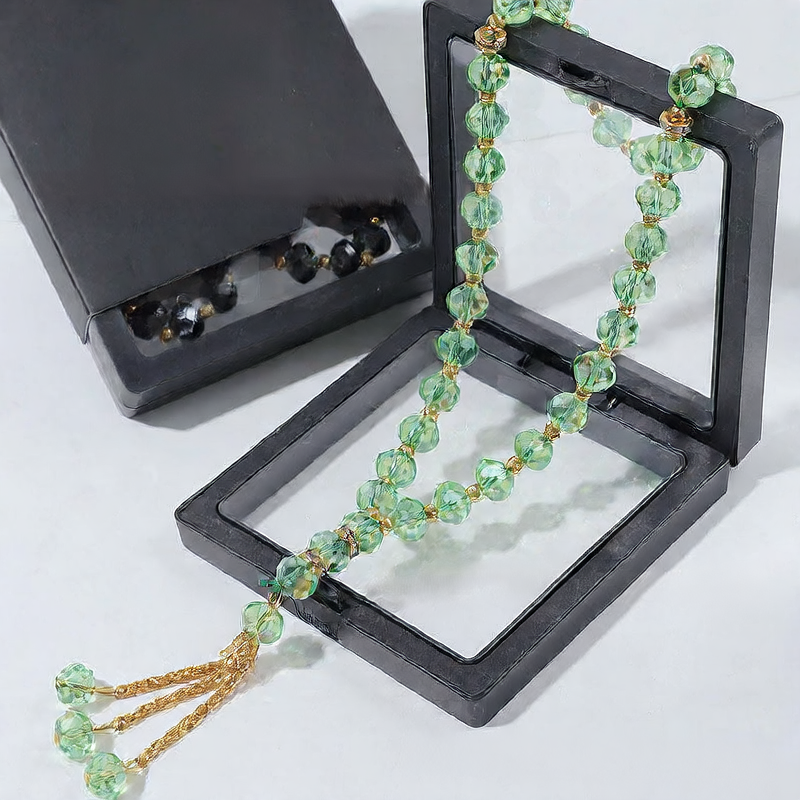 33 Crystal Beaded Prayer Beads - Sapphire Blue Meditation Set