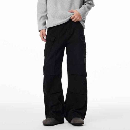 Retro Workwear Straight-leg Jeans With American-style Pleats For Autumn