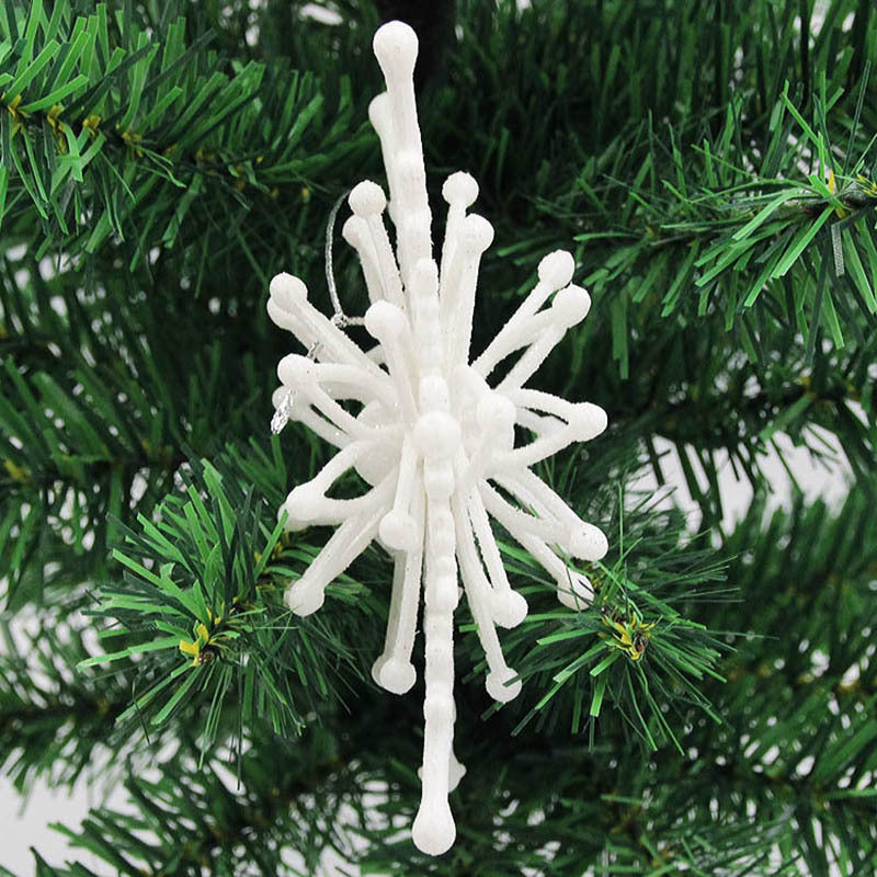Christmas White Snowflake Pendant - 12cm Plastic Tree Decoration Ornament