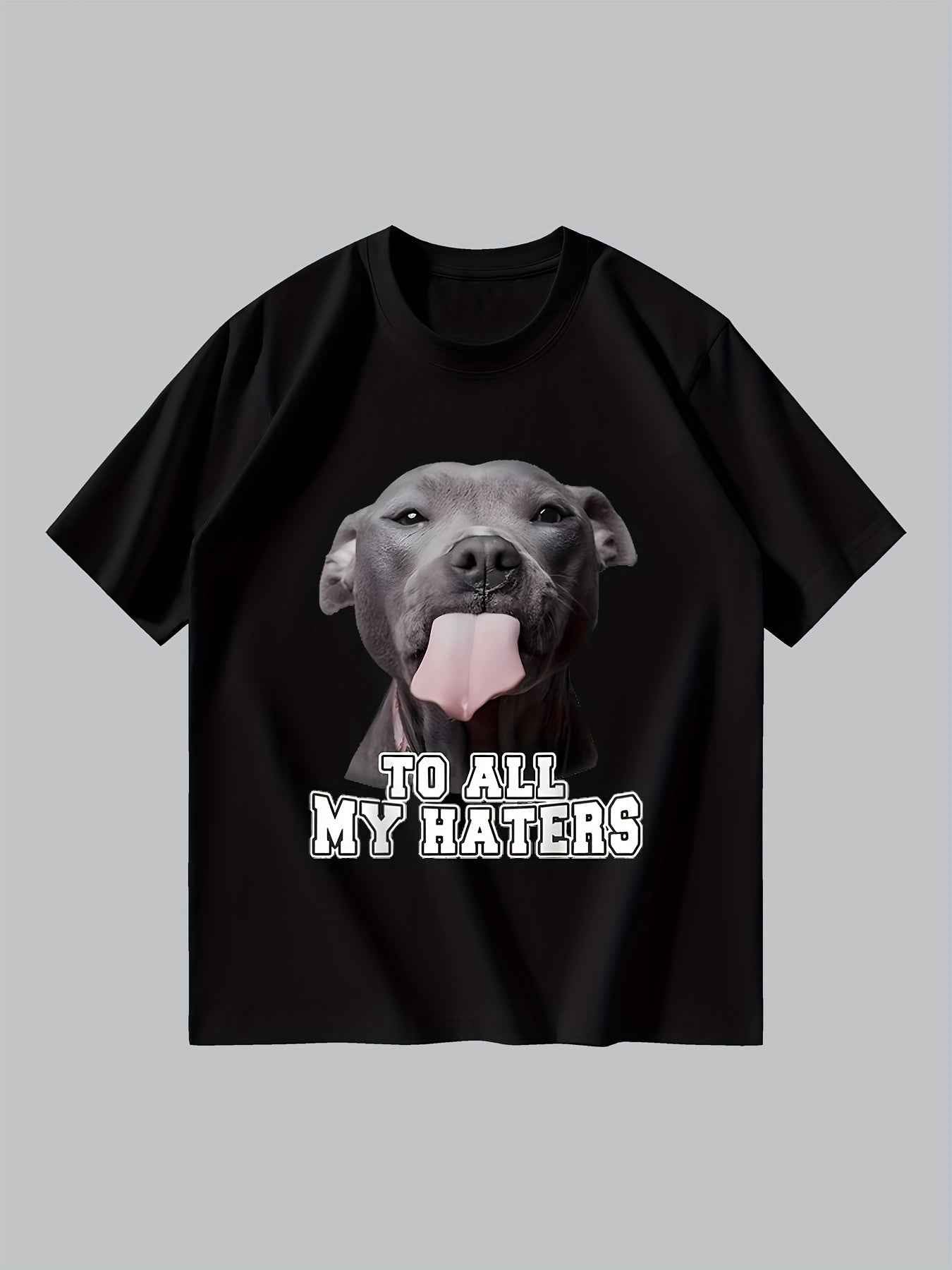 Men's Dog Print T-shirt, Casual Short Sleeved Round Neck T-shirt, Men's Outdoor T-shirt